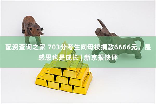 配资查询之家 703分考生向母校捐款6666元，是感恩也是成长 | 新京报快评